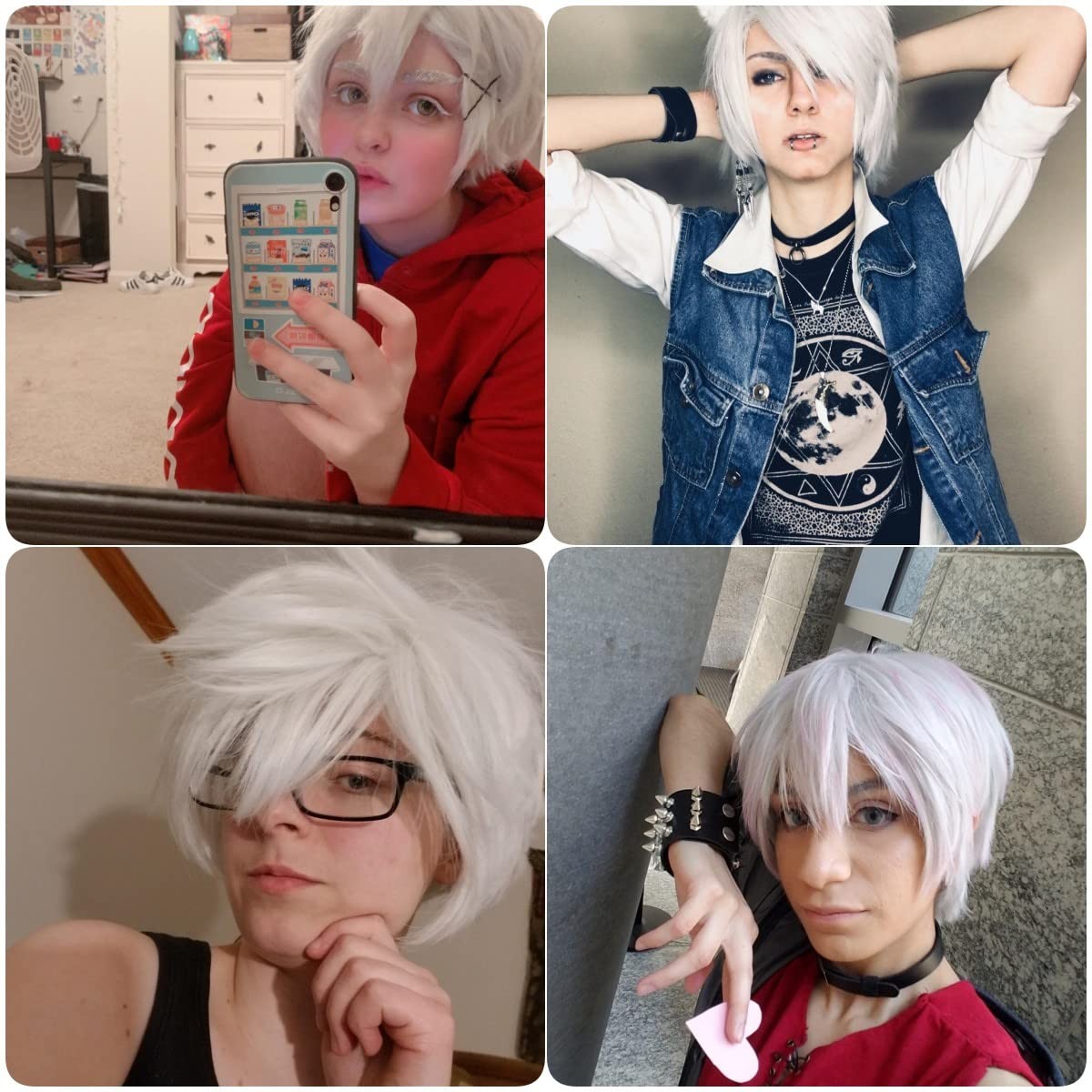 Short Fluffy Straight Wig, Silver White, Unisex, Men, Women, One Size, Cosplay