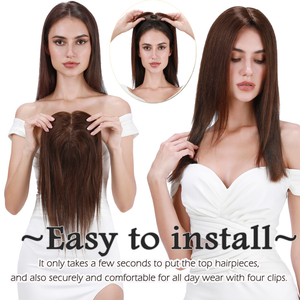 6″-18″ Real Remy Human Hair Piece Topper Hairpiece Wiglet for women Free Part US