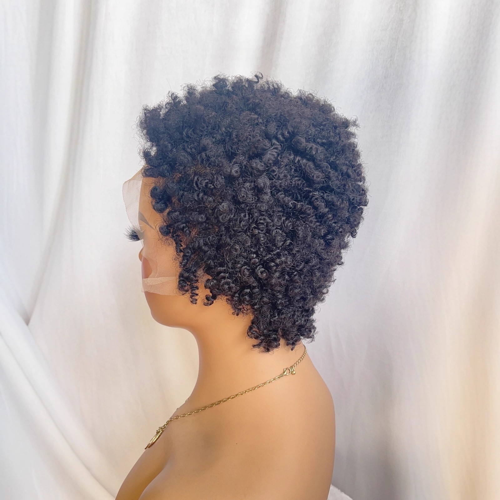 Short Afro Kinky Curly Black Pixie Cut Lace Front Wigs 100% Human Hair Party Wig