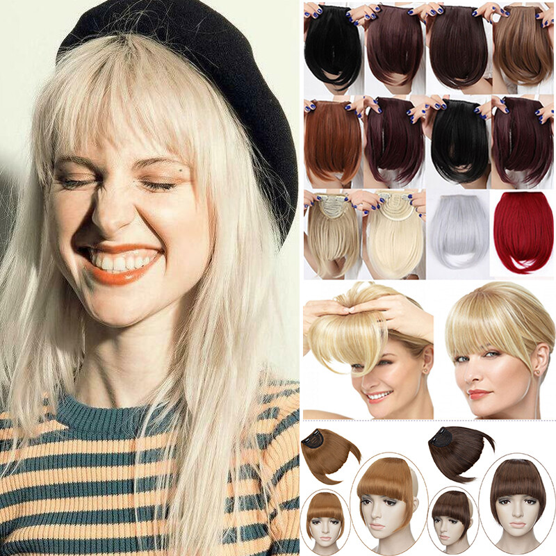 Natural Thick Clip in Fringe Bang Hair Extensions Front Neat Hairpieces As Human