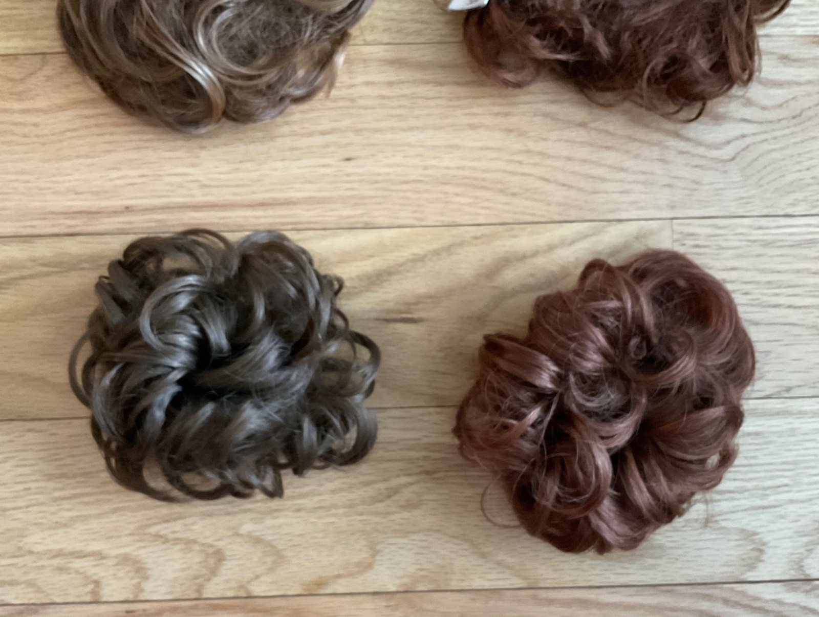 Lot of 6 Hair Scrunchies Red Brown Dark Ash Blond Synthetic Full Sz