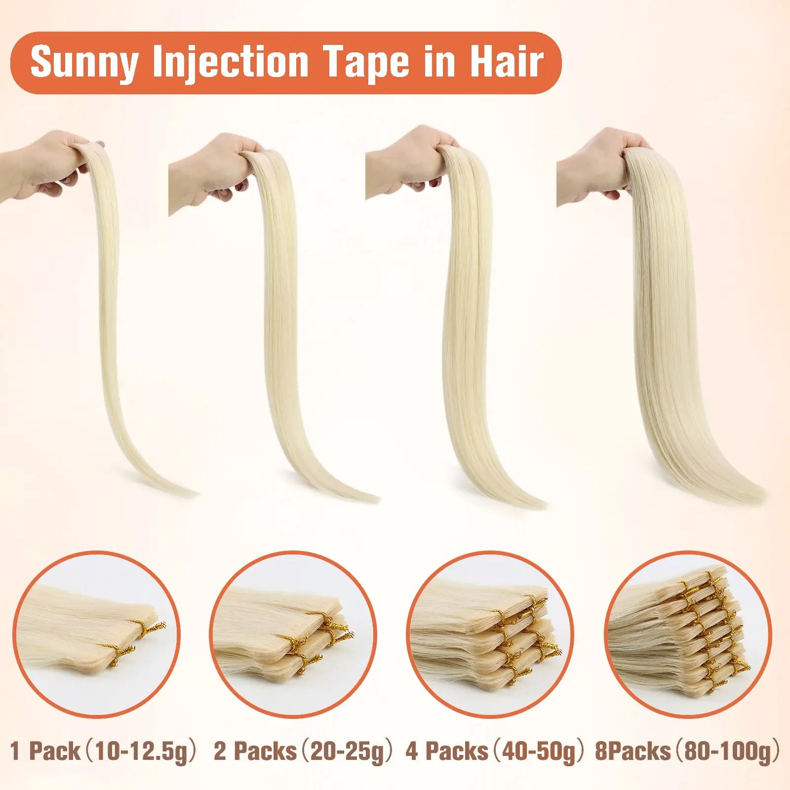 Sunny Hair TAPE-IN 16in Brown/Blonde Straight Human Hair Extensions TP_P4-27 50G