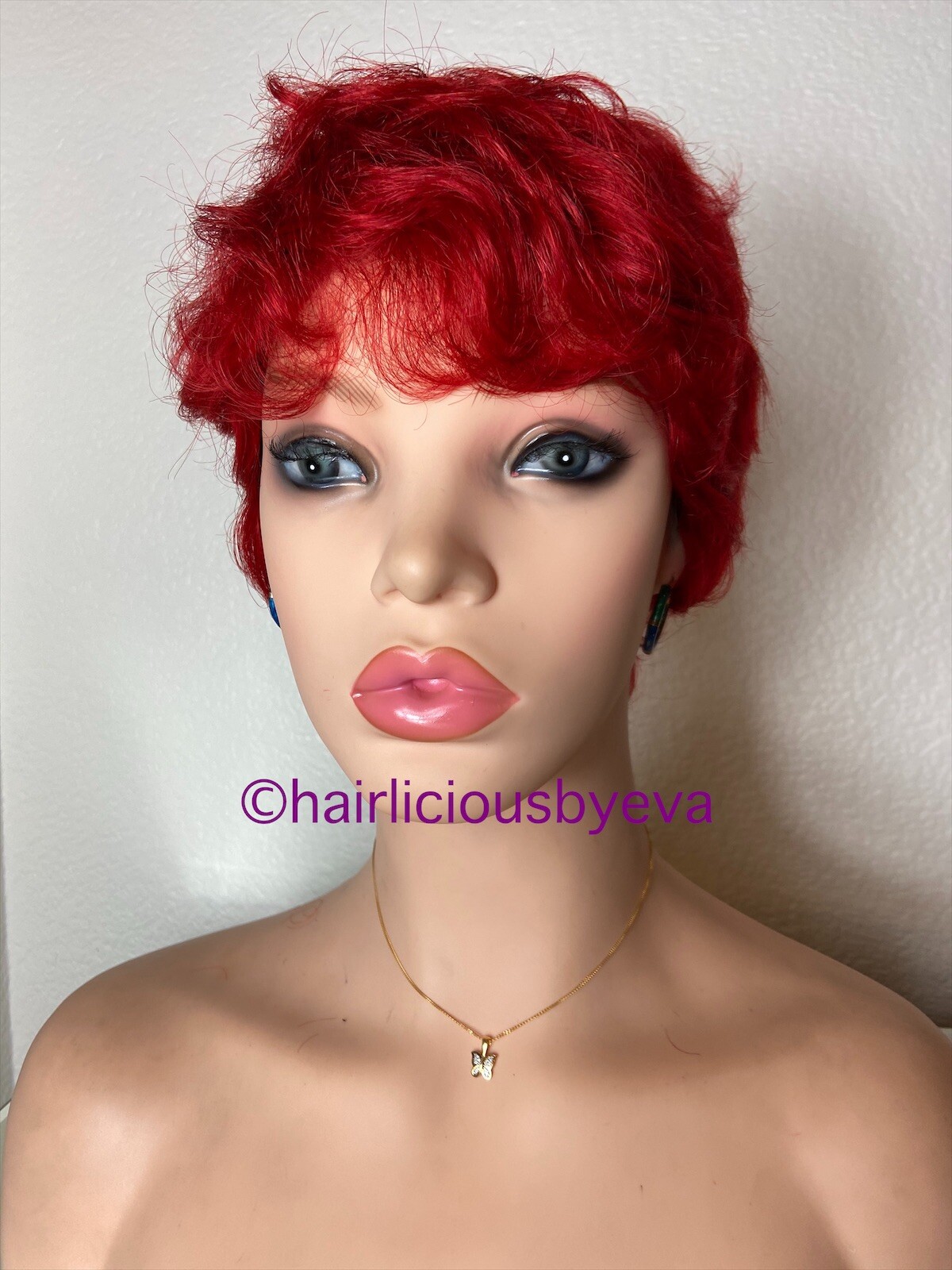 Human Hair Red Wig Short Pixie Buzz Cut