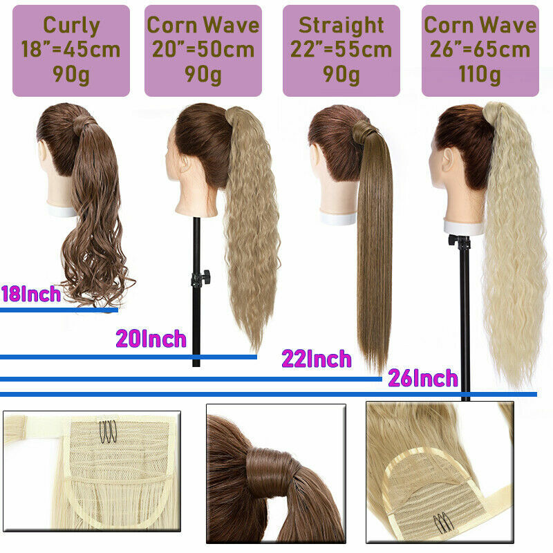 Hair Wrap Around Ponytail Clip In Pony Tail as human Extensions Straight Curly