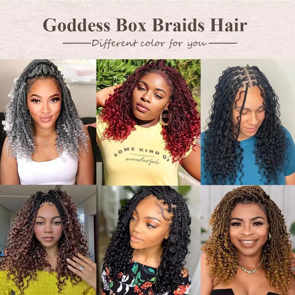 Goddess Boho Crochet Box Braids Hair Looped Extensions With Curly Ends for Women