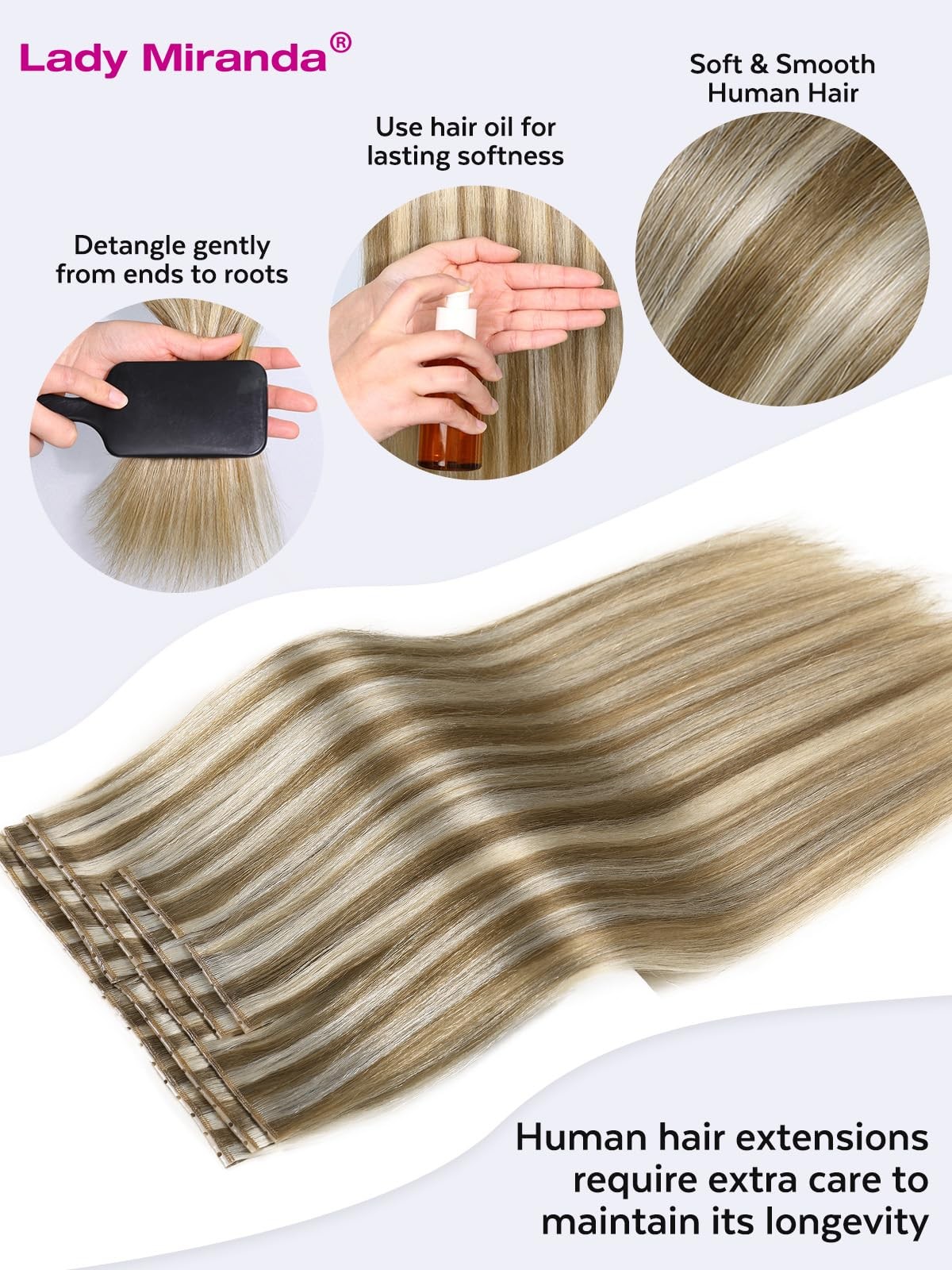 Lady Miranda 16 Inch Micro Beads Hair Extensions 100G 8Pcs Double Weft Human