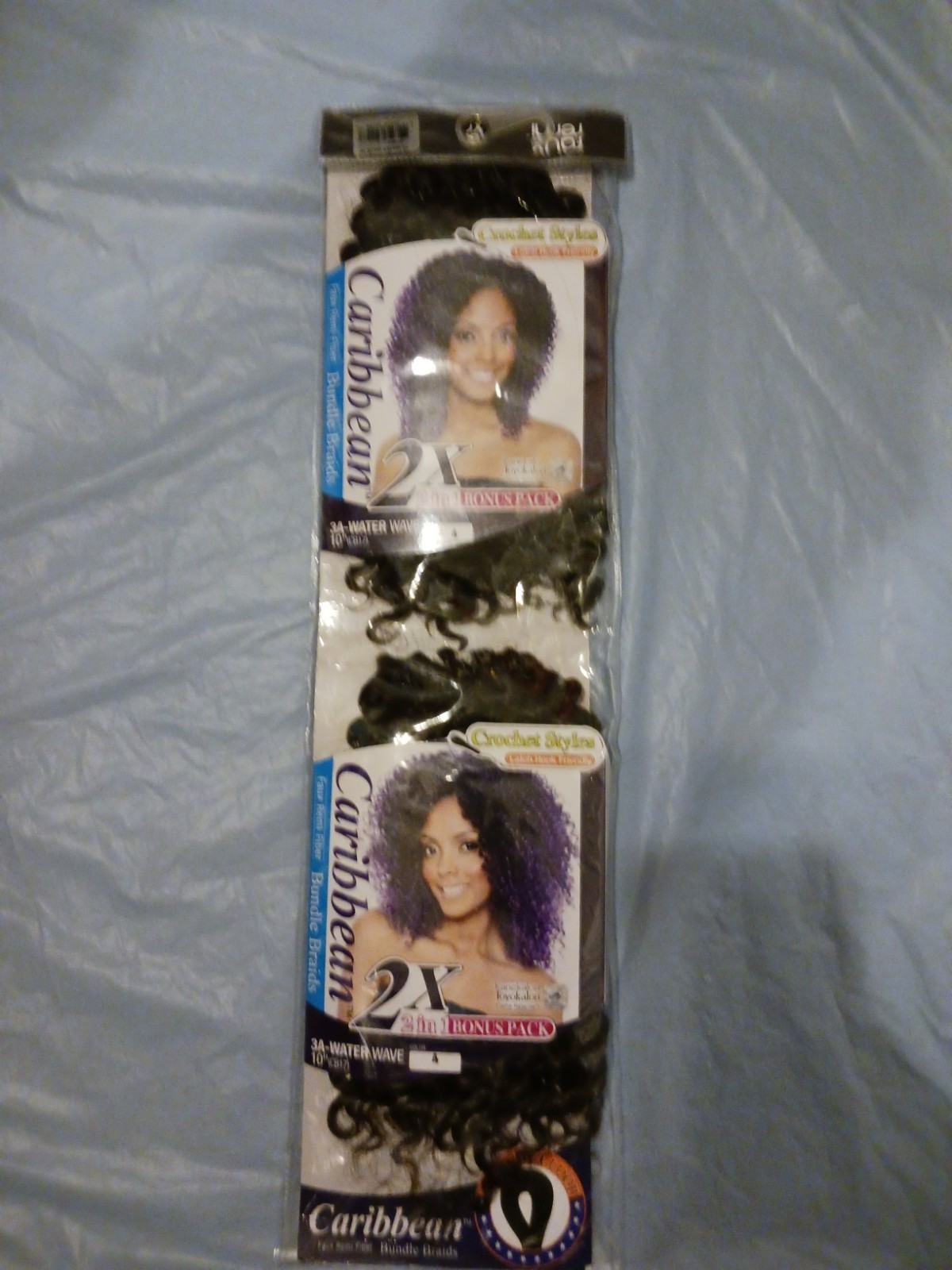 Caribbean Water Wave Wavy Synthetic Crochet Braid Extensions 2-Pack 10 in Black