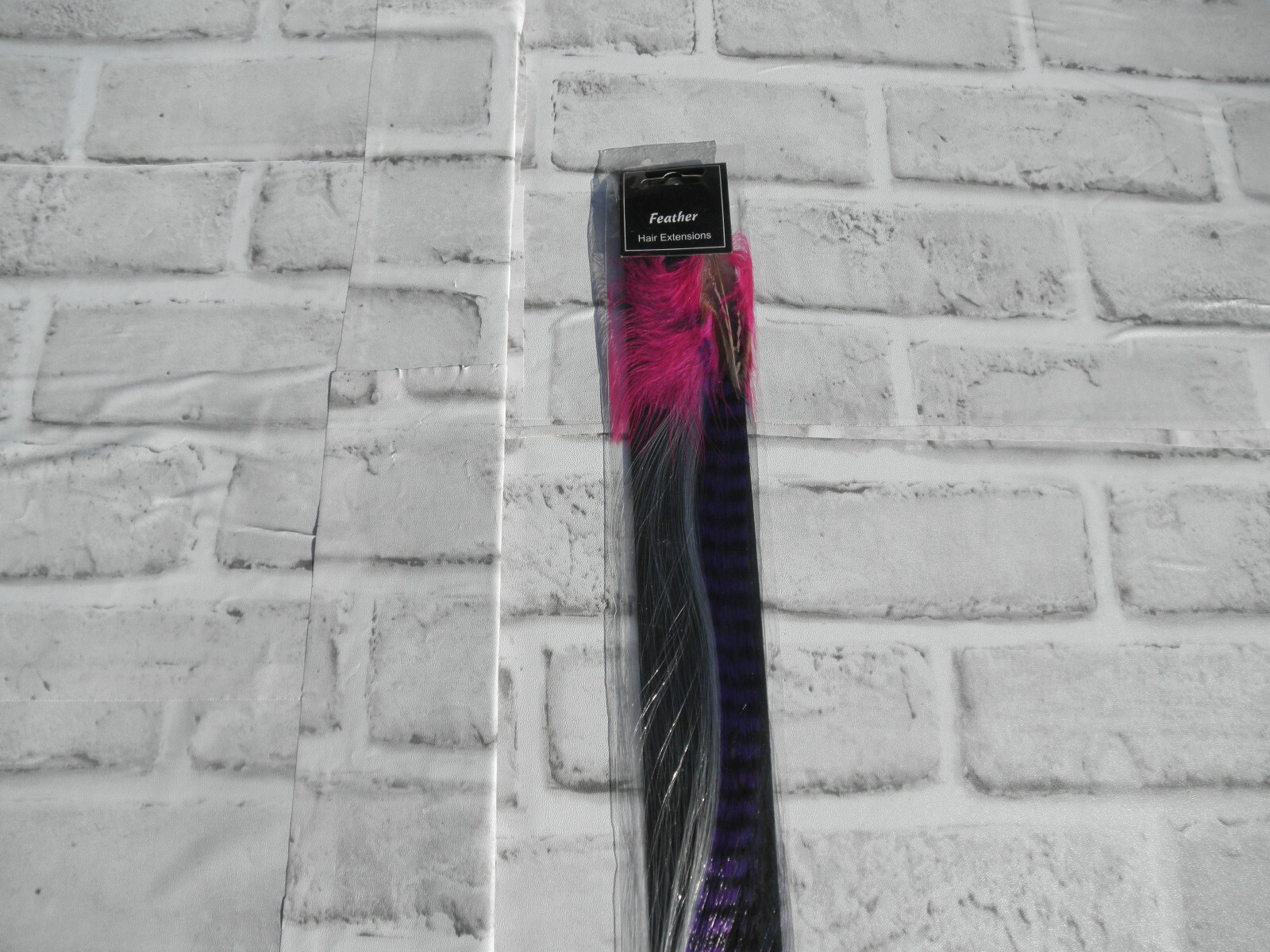 NEW SYNTHETIC FEATHER HAIR EXTENSION (MULTI-COLOR PINK,GRAY, PURPLE) 15″ LONG #3
