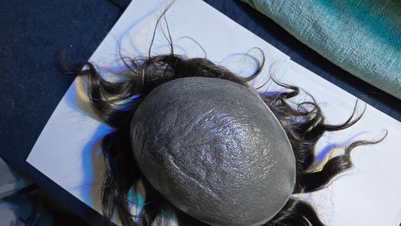 Mens Human Hairpiece Ultra Thin Skin (.03mm) Color #210 Darkest Brown 10%grey