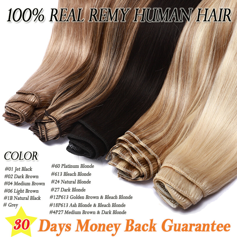 Clip In Human Hair Extensions Full Head Real Remy Hair Balayage Highlight Weft