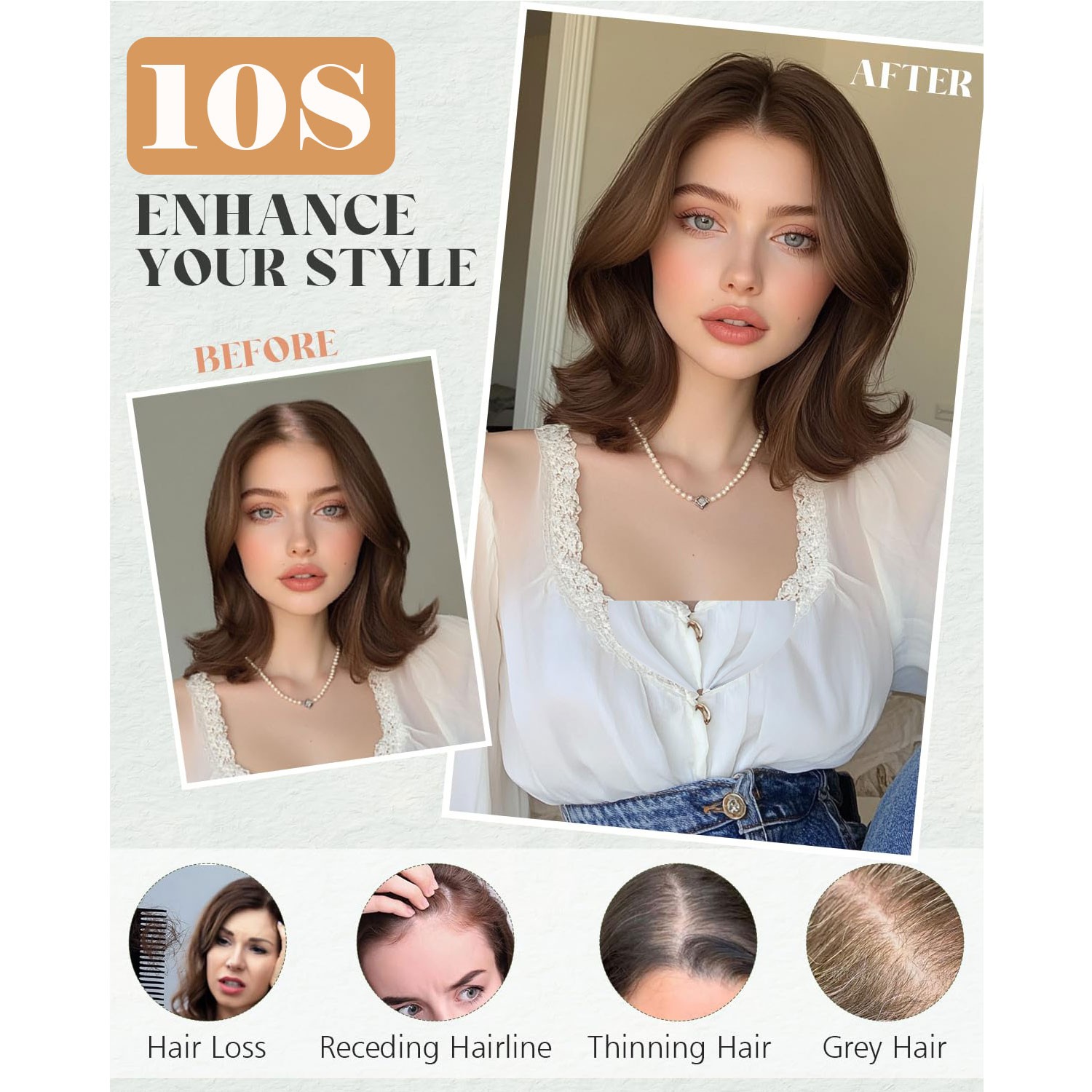 Highlight Clip in Women Lace Topper 100% Remy Human Hair Top Toupee Hairpiece US
