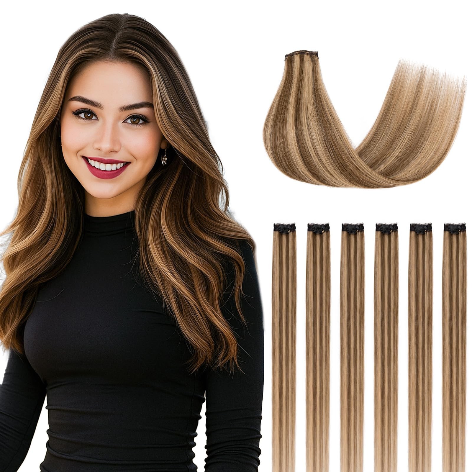 Segohair Clip In Hair Extensions Real Human Hair For Women 22 Inch 47G 6Pcs