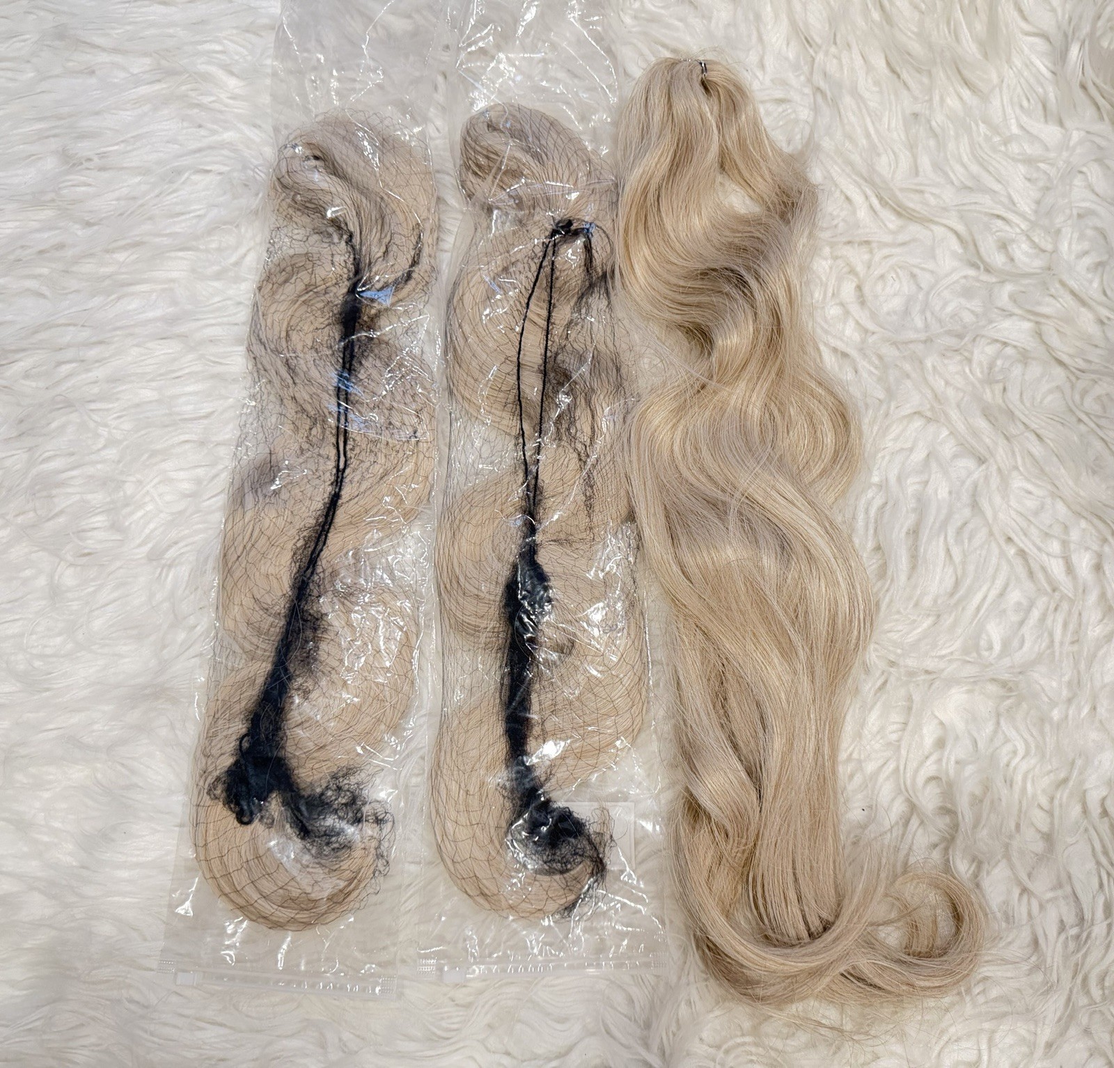 8PCS Platinum Blonde Body Wave Crochet Hair 24” Synthetic Wavy Extensions