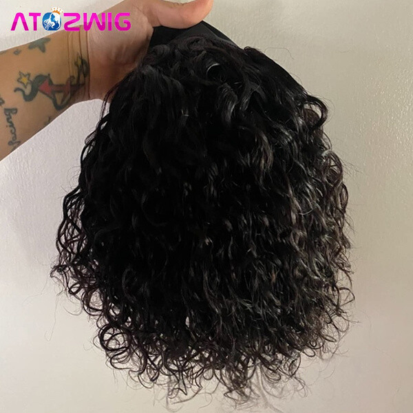 Short Curly Headband Wig 100% Human Hair Pixie Cut Wigs for Black Women Daily