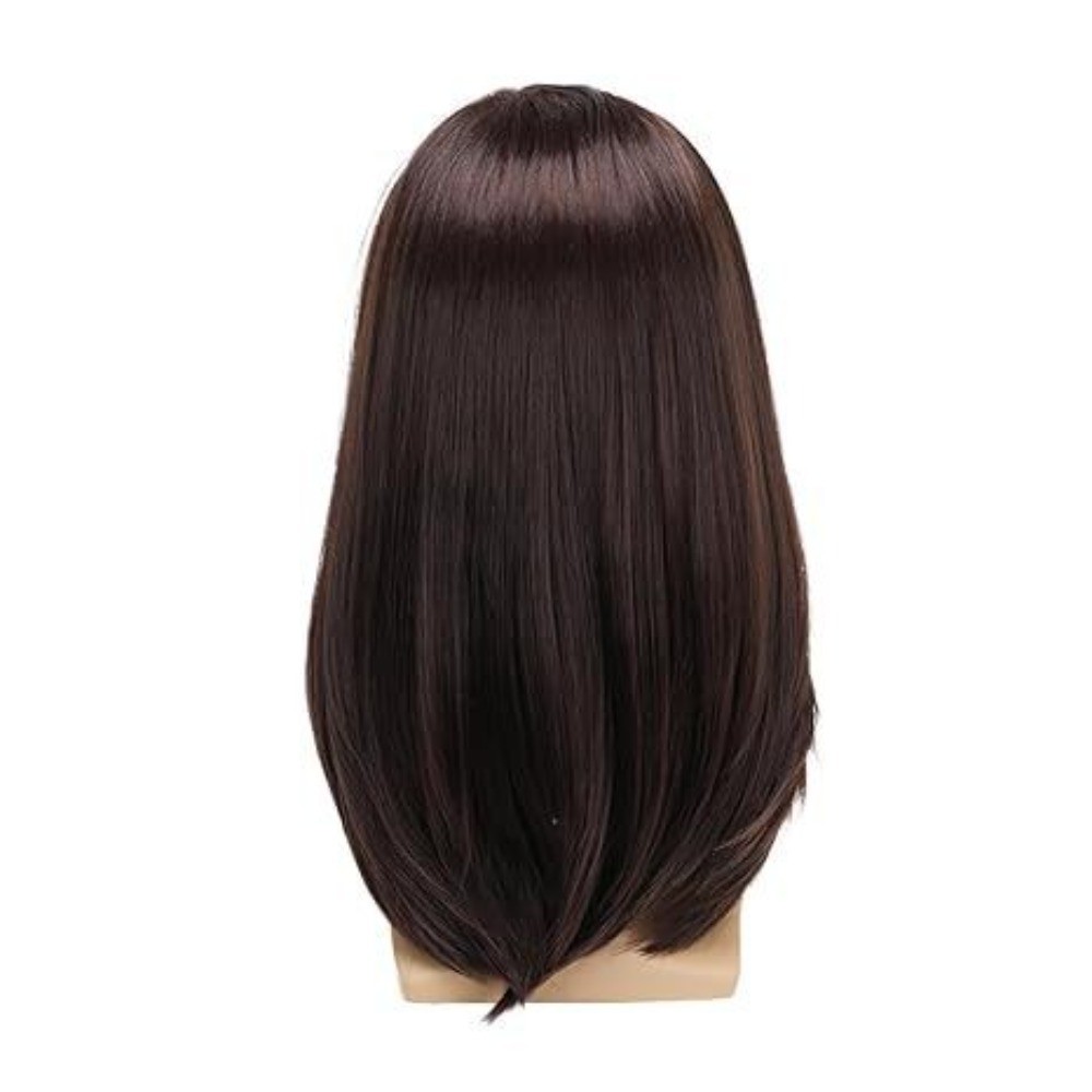 Brown Ombre Medium Long Straight Wig Synthetic Full Head Wig For Men Daily Wear