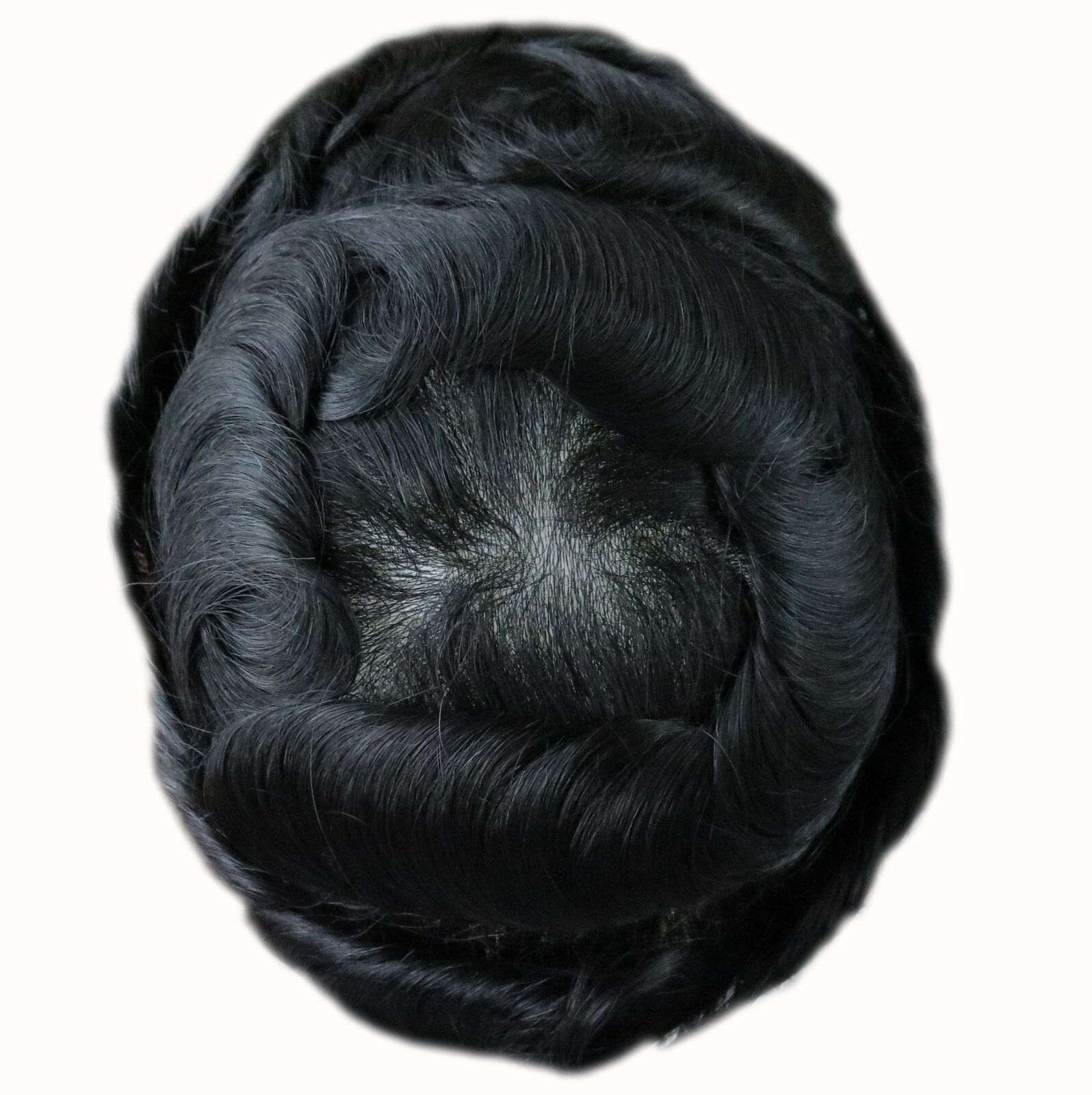 Mens Toupee Hair Replacement System V-loop Super Thin Skin Human Hairpiece NEW