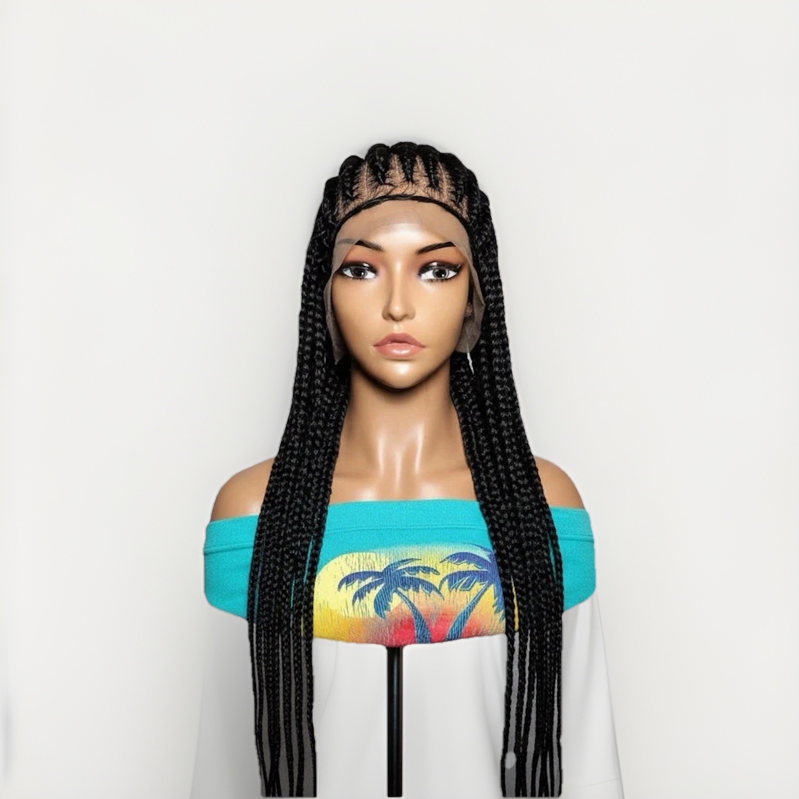 Braided Wig. Cornrow Large Braids. Full Lace with Baby Hair. 38in