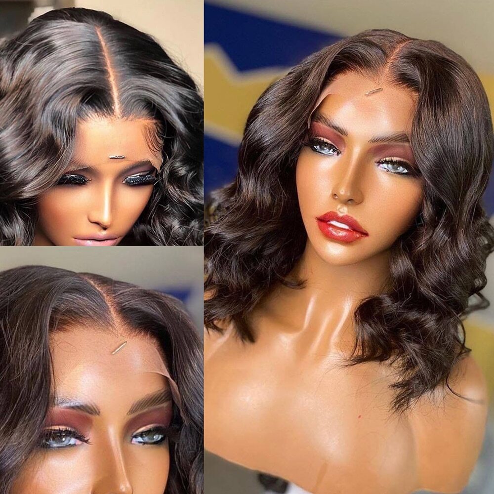 Body Wave Short Bob Wig 5×1 T Part Wig Deep Wave Frontal Wig Human Hair Wigs