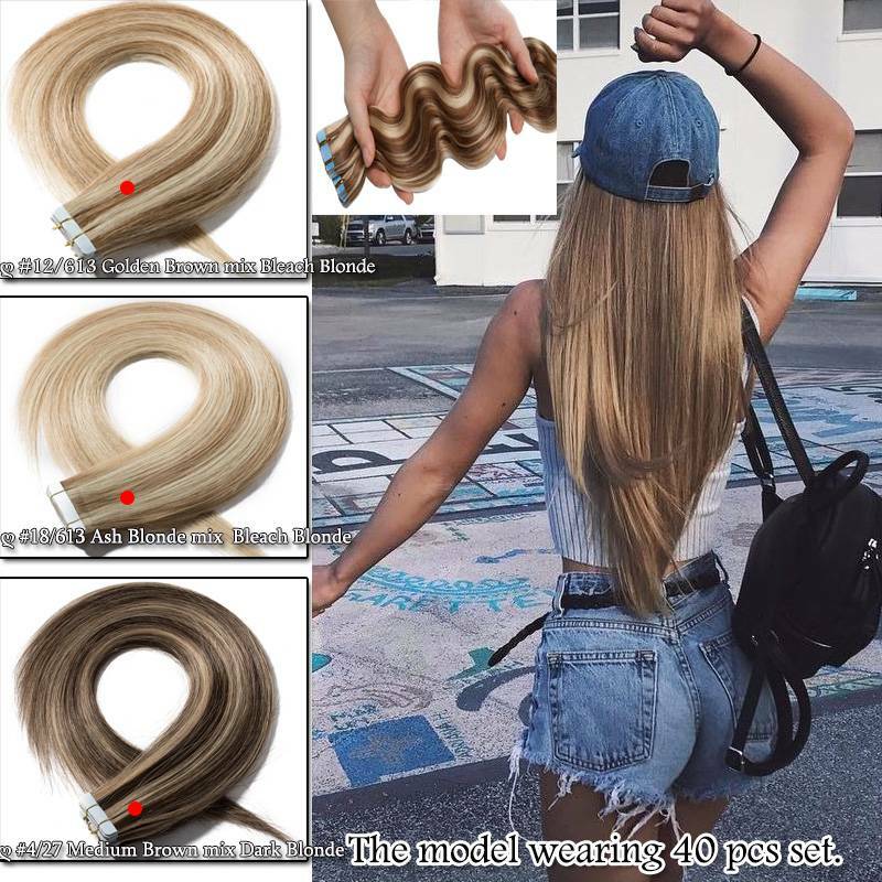 Straight Wavy Real 100 Human Hair Tape in Remy Seamless Skin Weft Hair Extension
