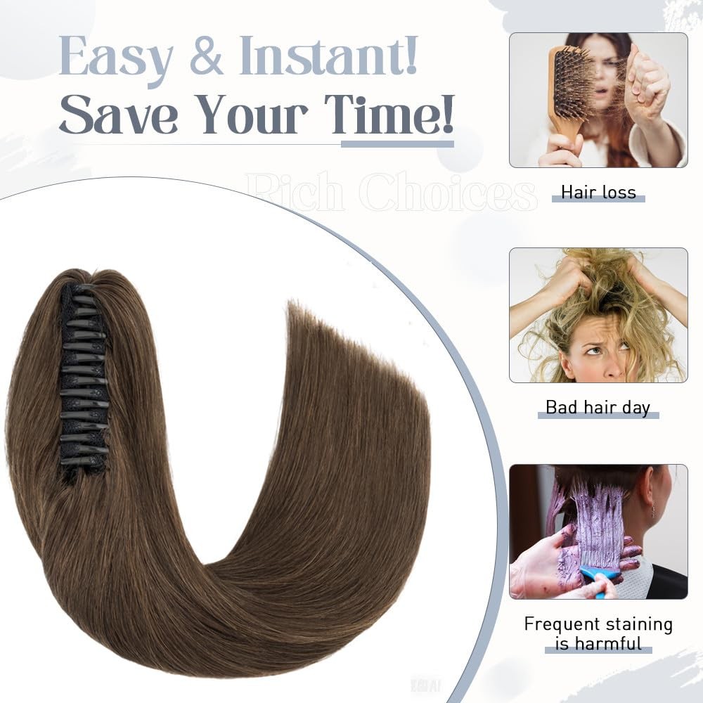 Rich Choices Claw Clip Ponytail Extension Human Hair Real Hair Ponytail