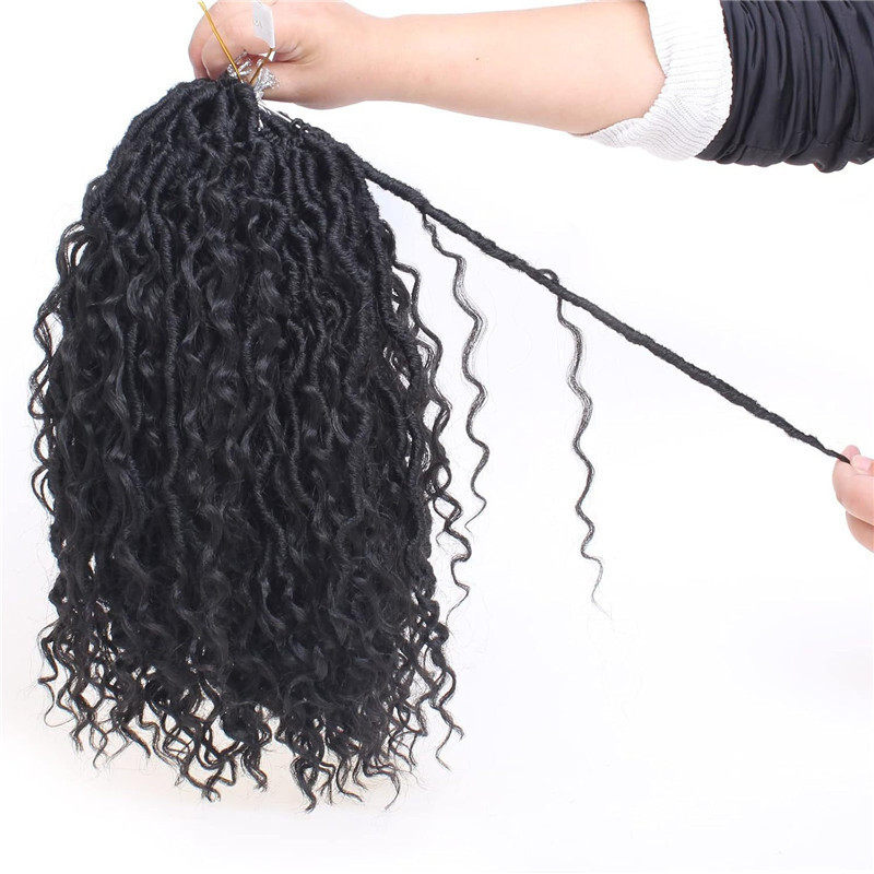 14″ – 24″ Faux Locs River Curly Crochet Hair Boho Goddess Braid Hair Extensions