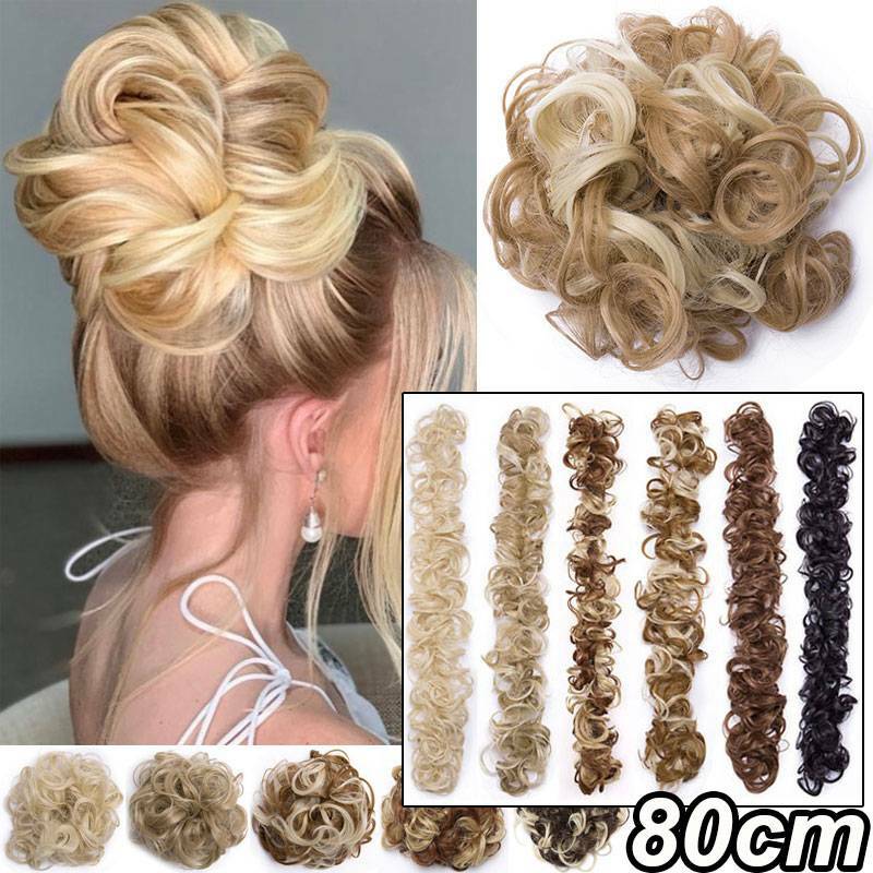 Extra Thick Long Hairpiece Scrunchie Curly Messy Bun Hair Piece Mimic-Human Updo