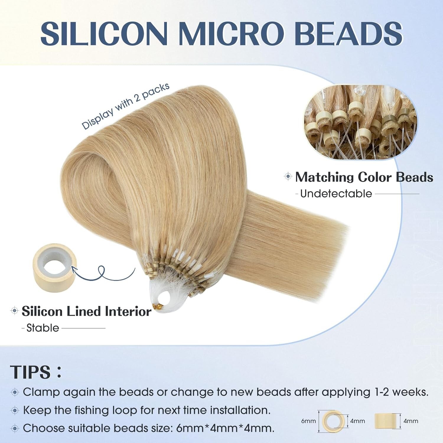 Hairro Microlink Hair Extension Highlighted Balayage Micro Bead Ring Loop Blonde