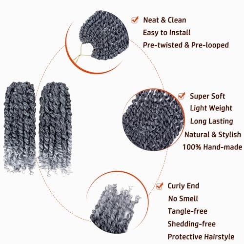 Pre-twisted Passion Twist Hair 10 Inch 8 packs Short Passion Twist Crochet