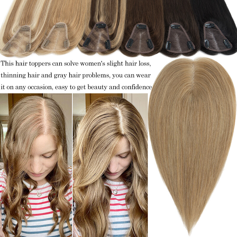 Free Part Human Hairpiece Hand-tied Lace Base Topper Clip In Remy Hair Extension