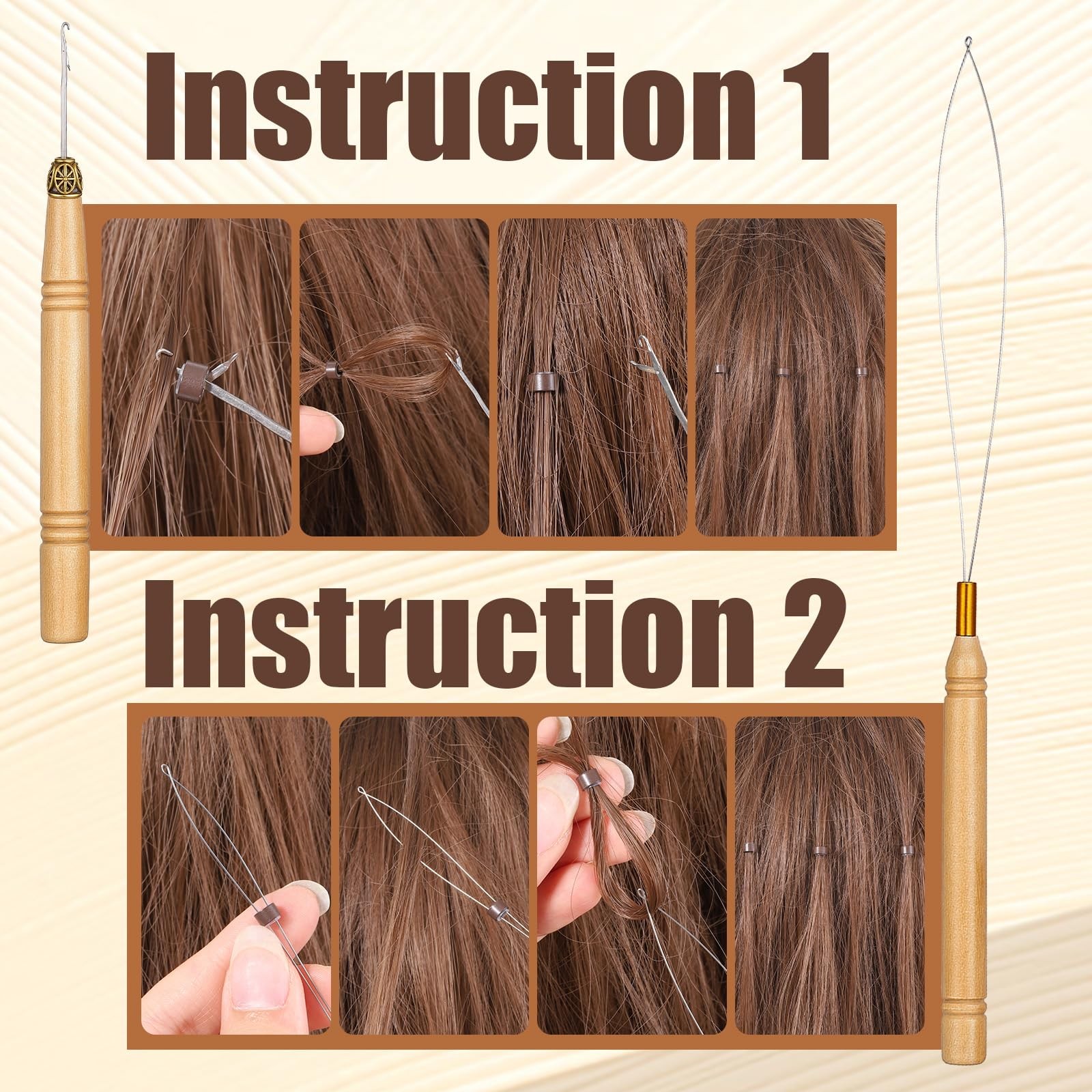 200 PCS Hair Extensions Beads 4mm Silicone Lined Micro Links 4mm, Dark Brown