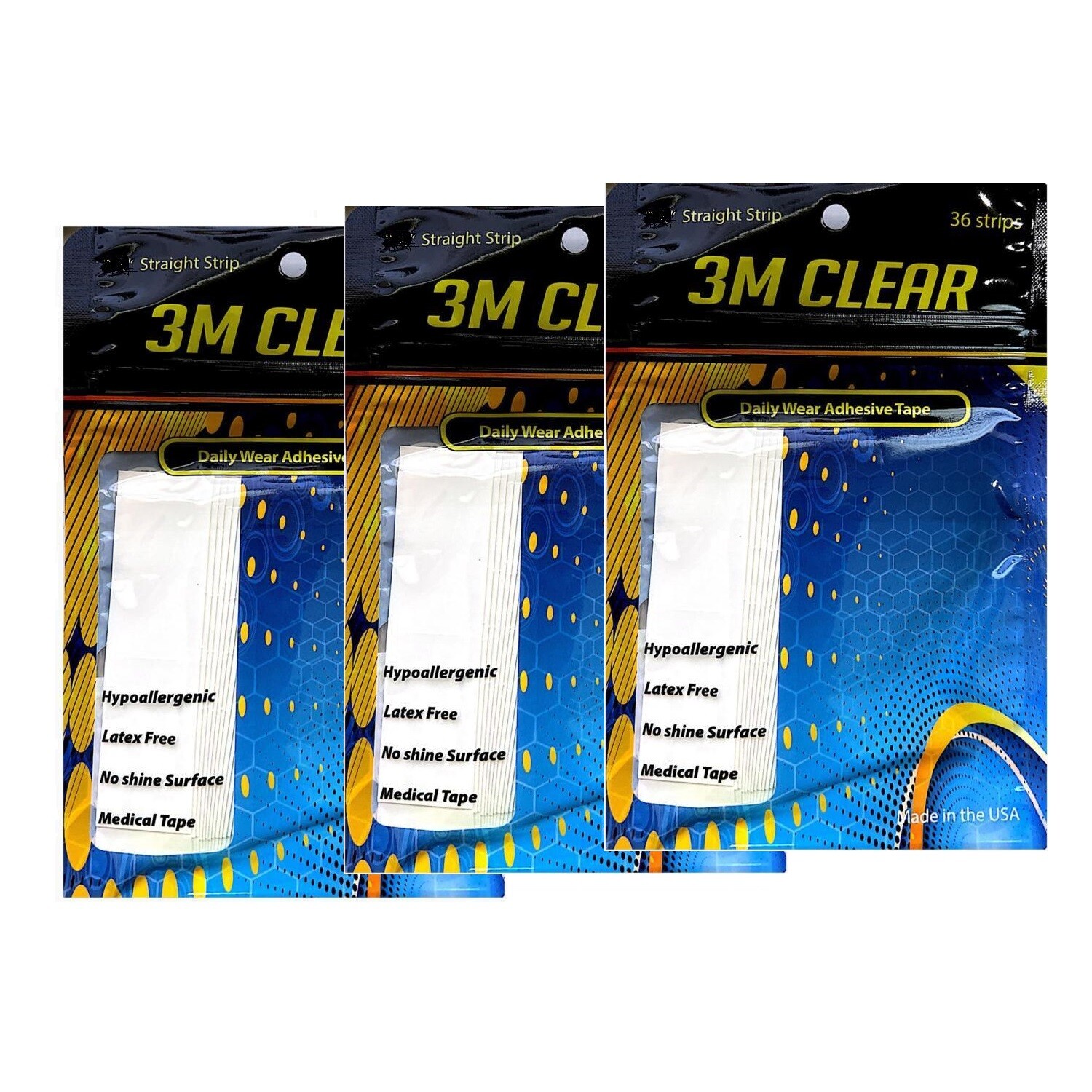 3M 1522 Double Sided Clear True Tape Daily Wear 1″ X 3″ Straight Wig Toupee 108P