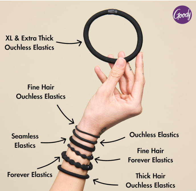 No-Pull Hair Elastics for Thick Curly Textured Hair Tangle-Free Ponytail 15Count