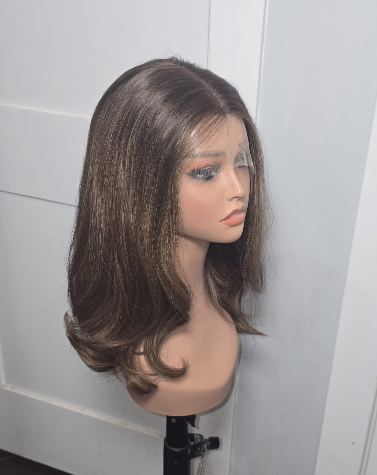 SARZ New York Sheitel Wig Lace Top Human Hair 18in 2/8 Brown Medium
