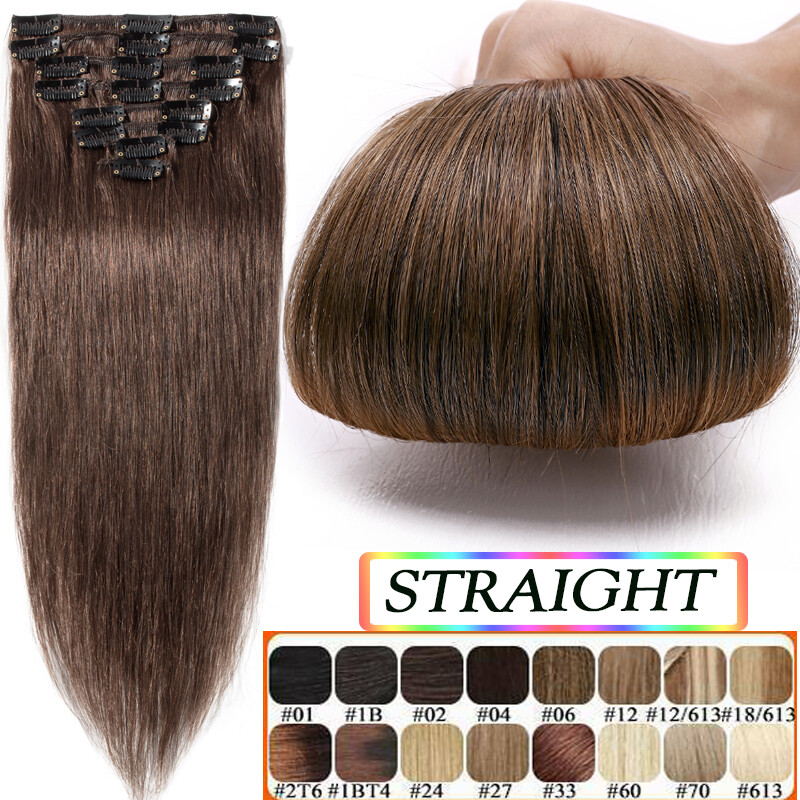 8PCS 18CLIP Clip In Real Human Remy Hair Extension Full Head Remi Highlight Hair