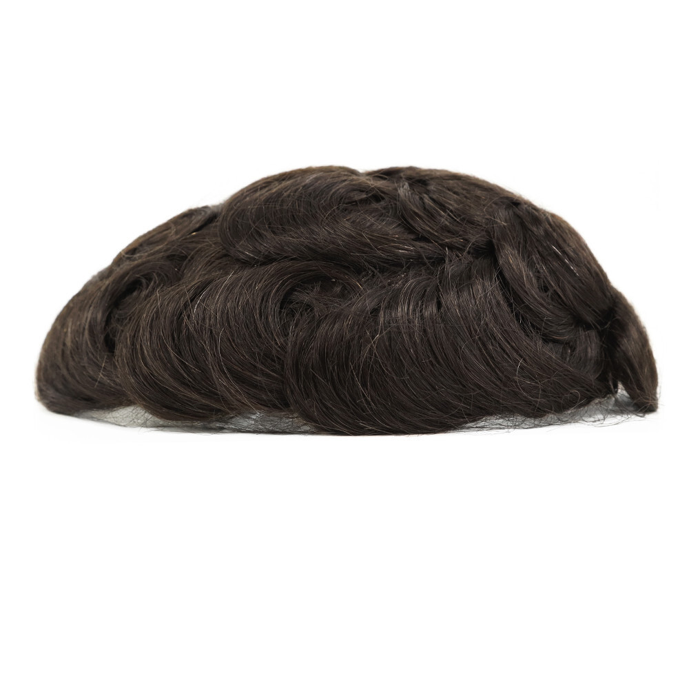 Invisable Toupee Hairpieces Super Thin Skin Male Wig Human Hair System Brown 7X9