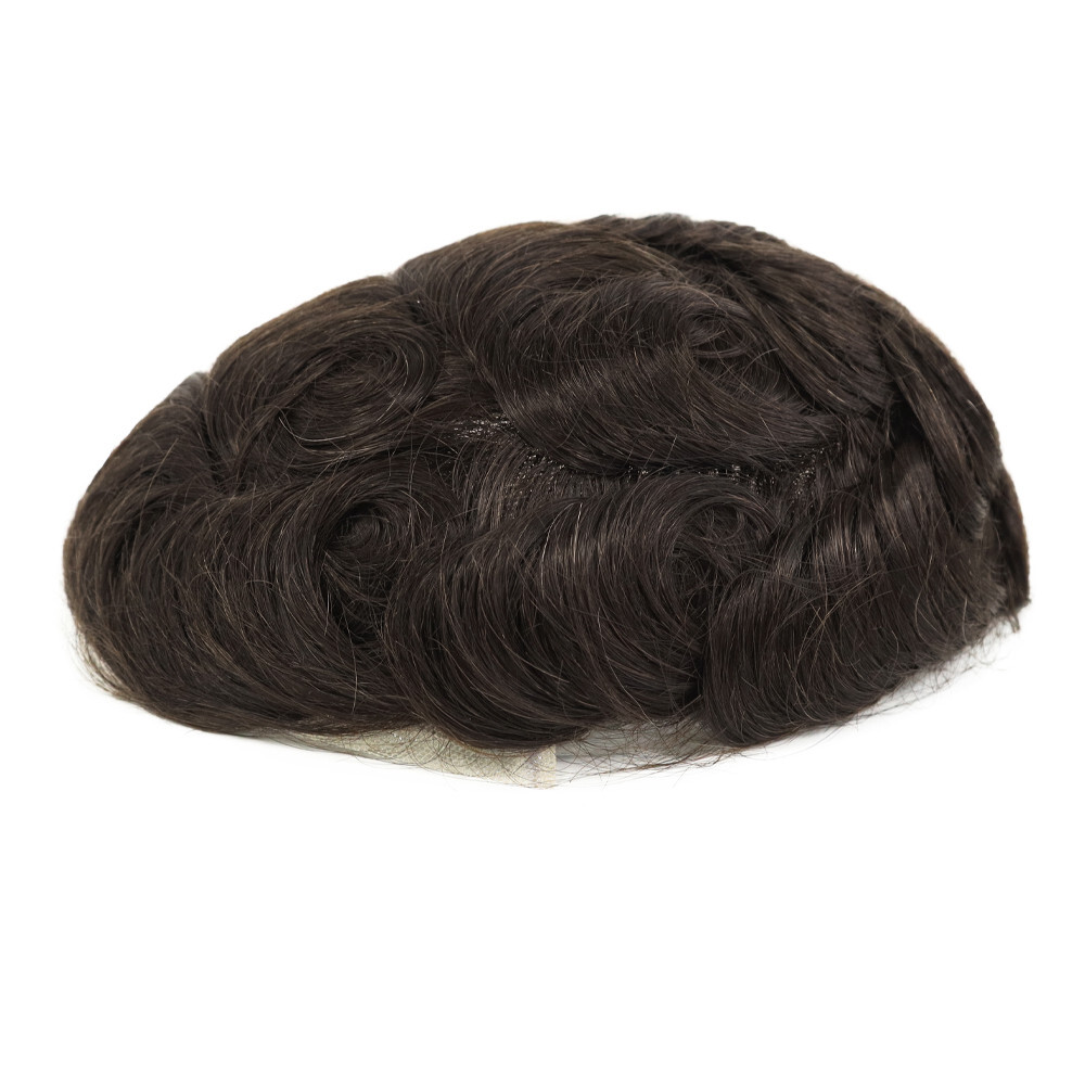 Invisable Toupee Hairpieces Super Thin Skin Male Wig Human Hair System Brown 7X9