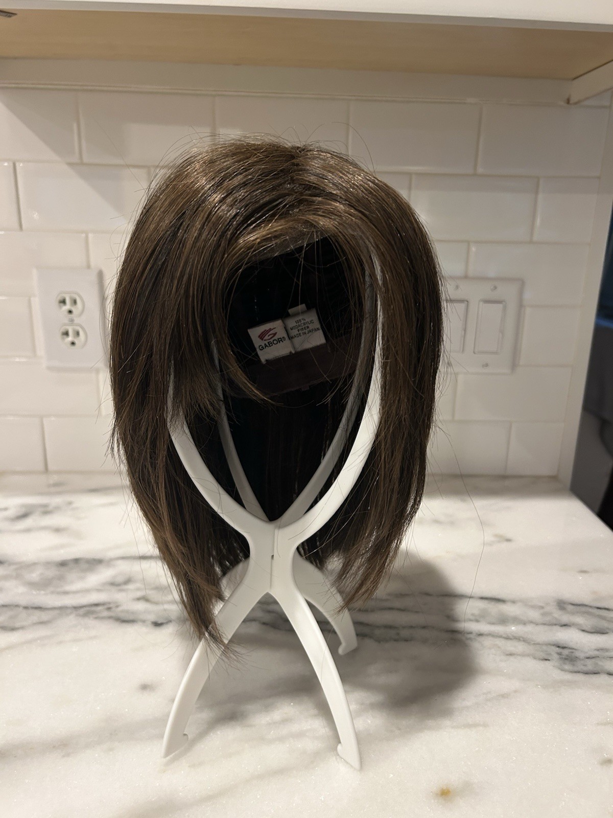 Gabor Lace Front Wig Medium Brown w/ Caramel Highlights Layered Bob Lob Avg Cap