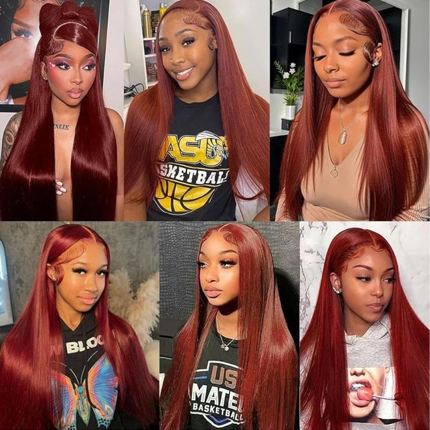 26inch Human Hair Straight Lace Front Wigs Reddish Brown 13×6 Inch Women’s Hair