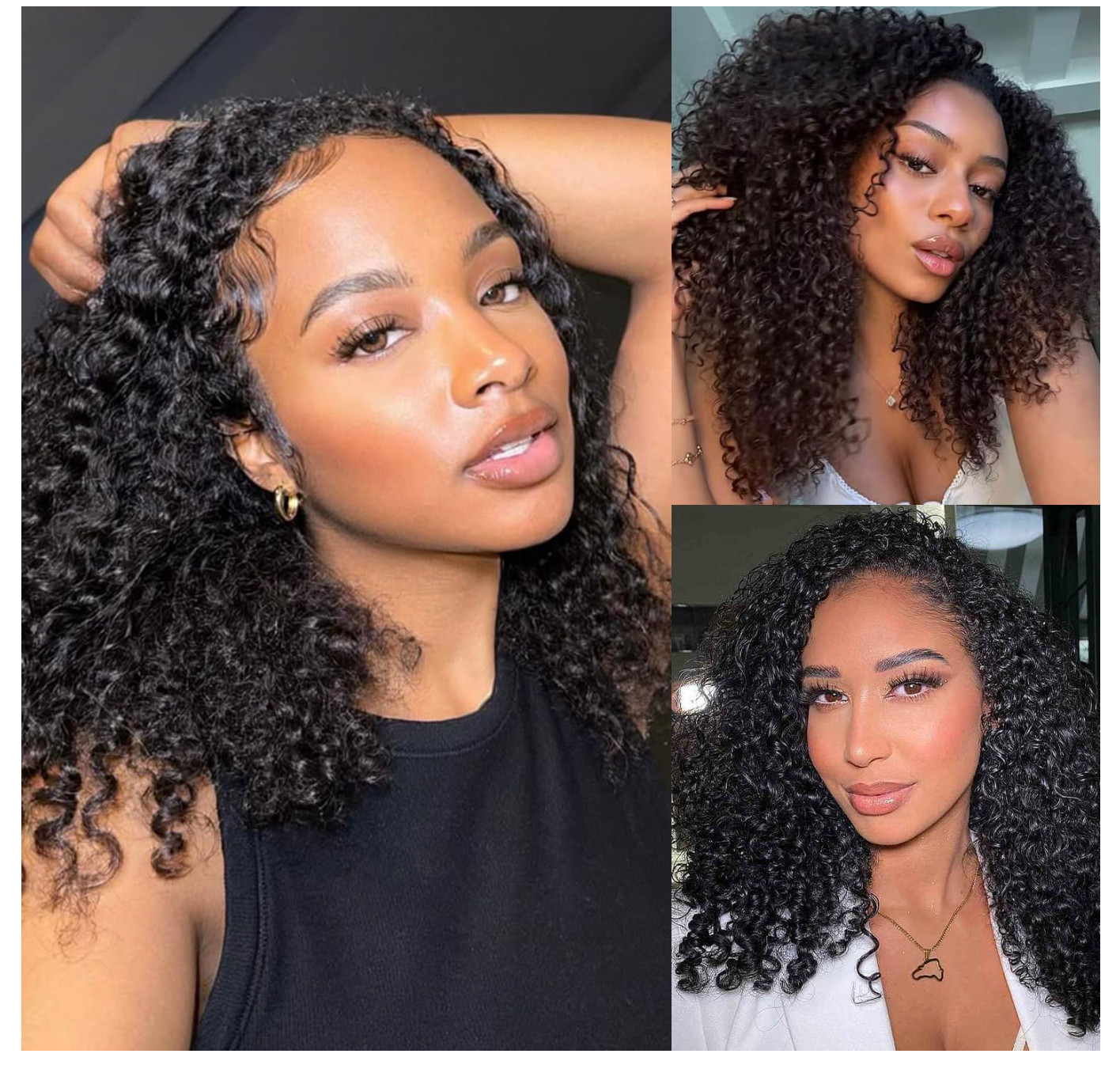 Afro Kinky Curly Half Wig Human Hair 3 In 1 Flip Over Wig 230% Density, 20 Inch
