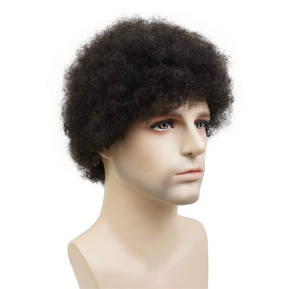 Afro Short Curly Wigs 100_ Human Hair Wig for Black Women or Men African America