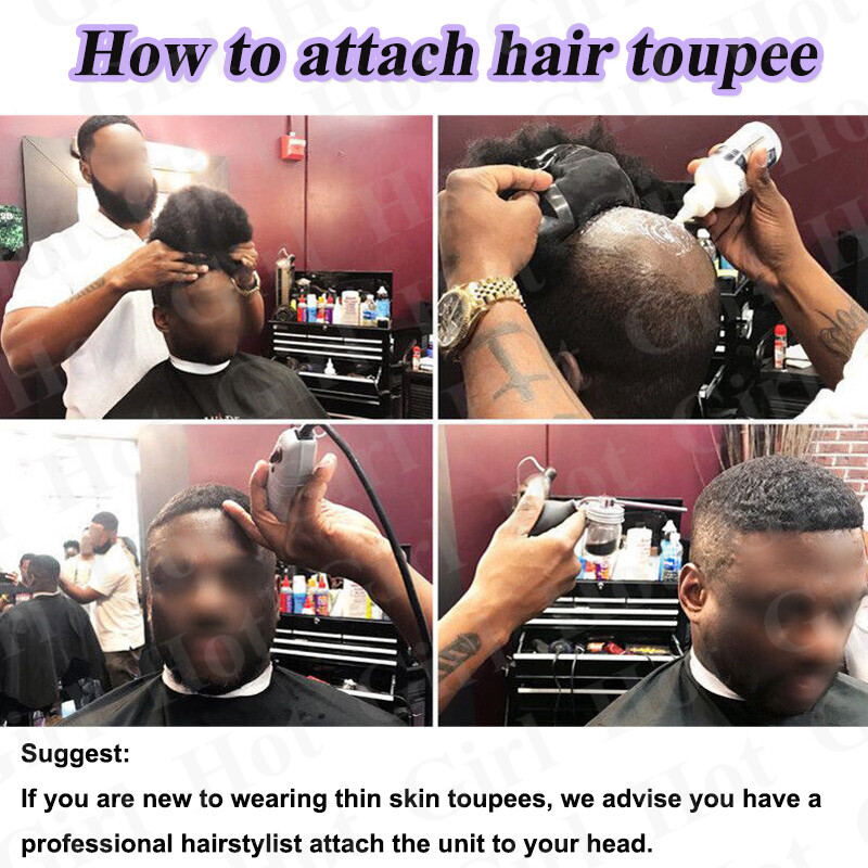 US French Lace Toupee Hair Mens Hairpiece 100% Human Hair Replacement System #1B