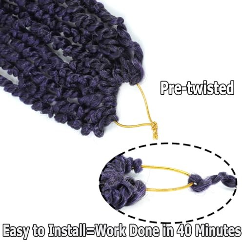 14 Inch 8 Packs Purple Pre-twisted Passion Twist 14 Inch (Pack of 8) TPurple