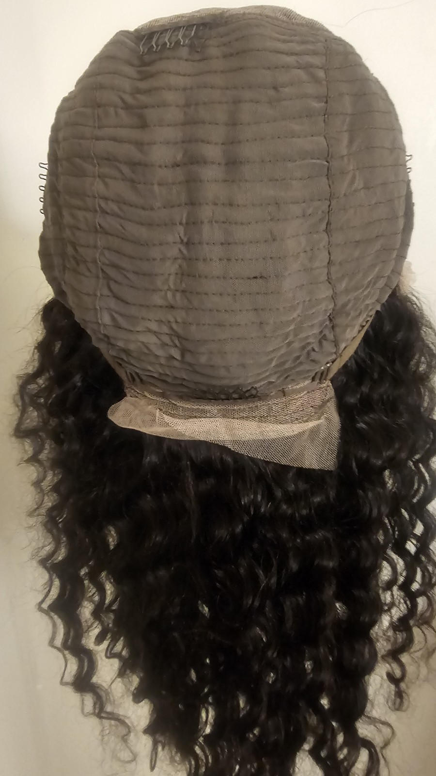 High Quality regular 22″ black waterwave 100% Virgin Human Hair Lace front Wig.