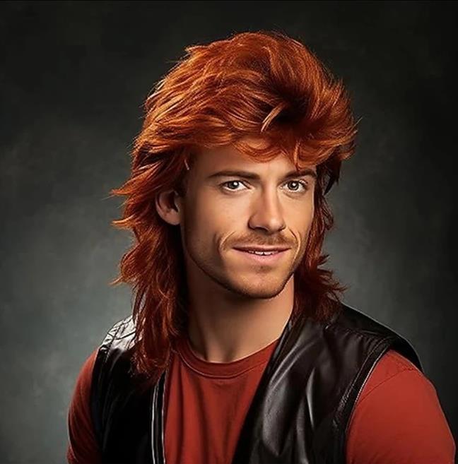 80s Mullet Wig Adult Men’s Pop Rocker Fancy Dress Costume Accessory Wig
