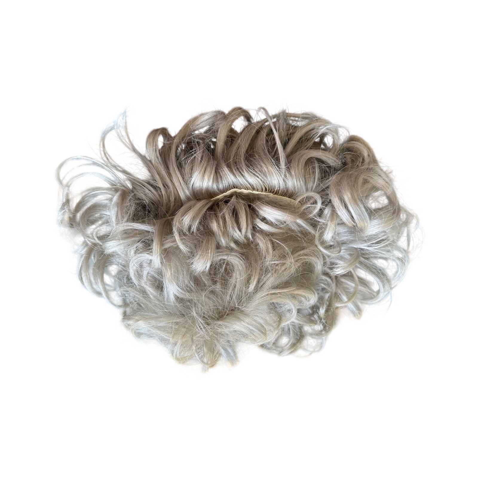 Elura Vintage Ash Blonde Curly Short Synthetic Wig Modacrylic Japan Fiber Korea