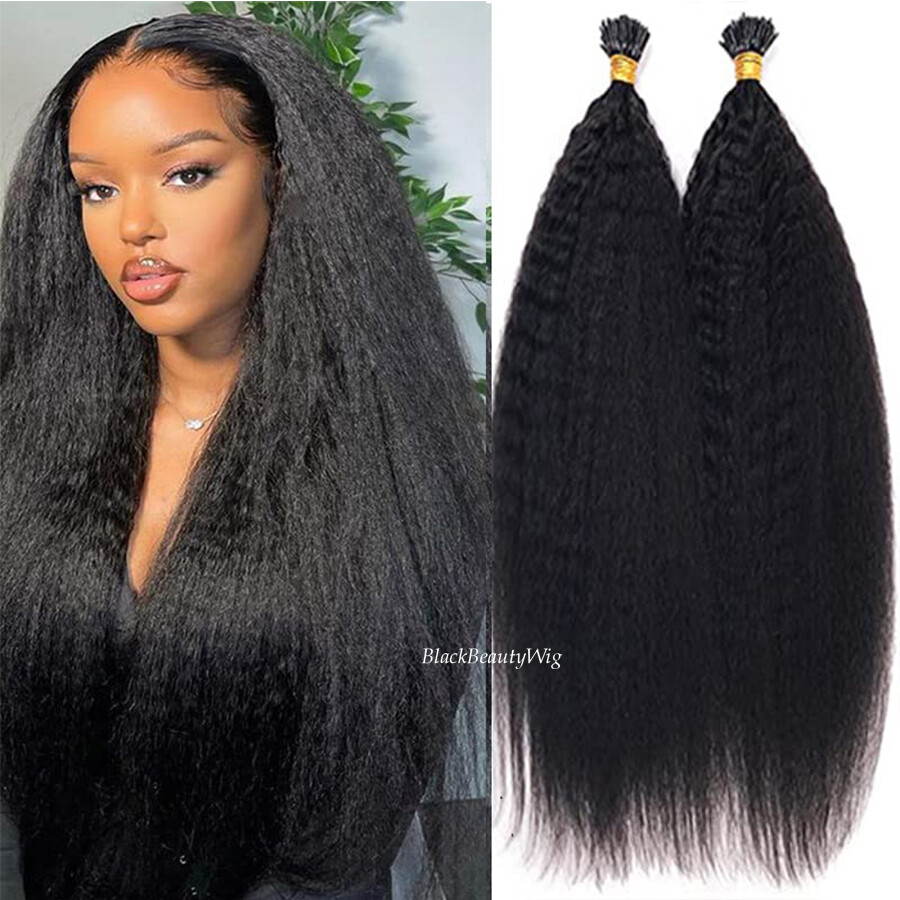 I Tip Human Hair Extension Kinky Straight Microlink Pre Bonded I Tip Hair 100pcs