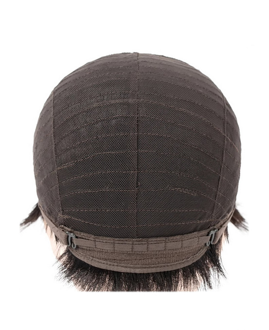 Men’s Short Toppers Hairpiece Real Human Hair Clip in Tape Hair Pieces Full Wig