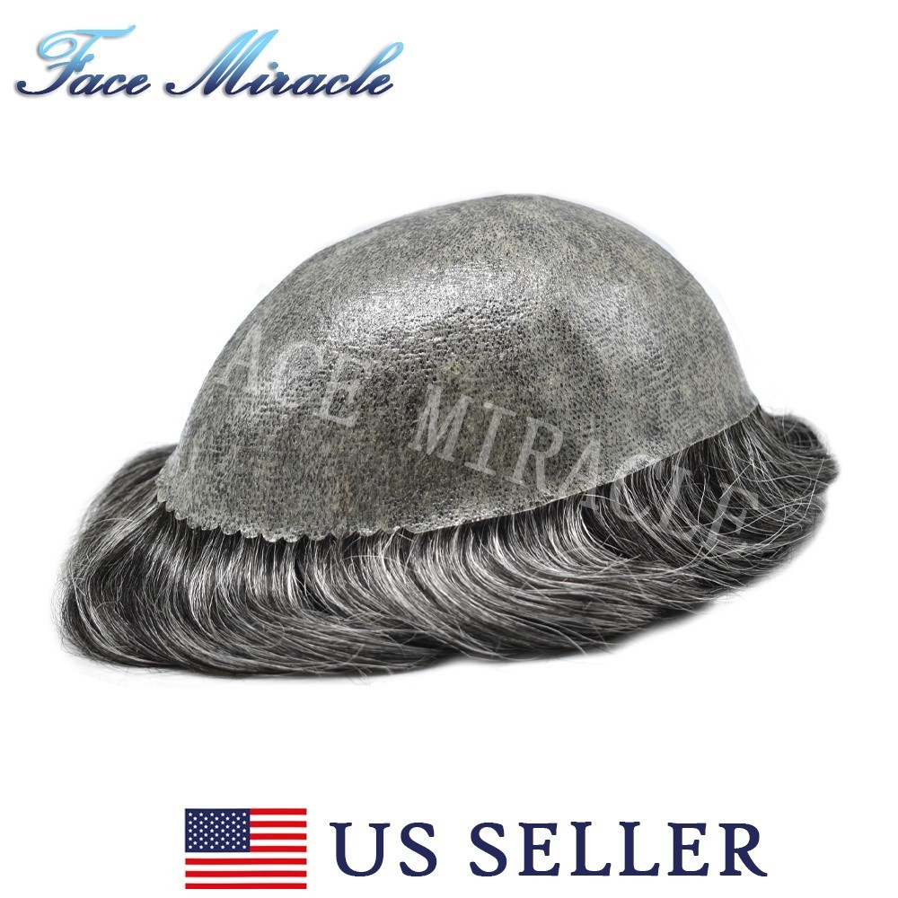 Mens Hair System All Poly Thin Skin Toupee for Men Human Hair Units Mens Toupee