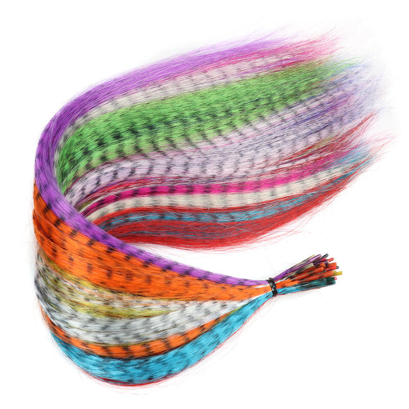 Wig Colorful Feather High-Temperature Fiber Feather Stripe Hair