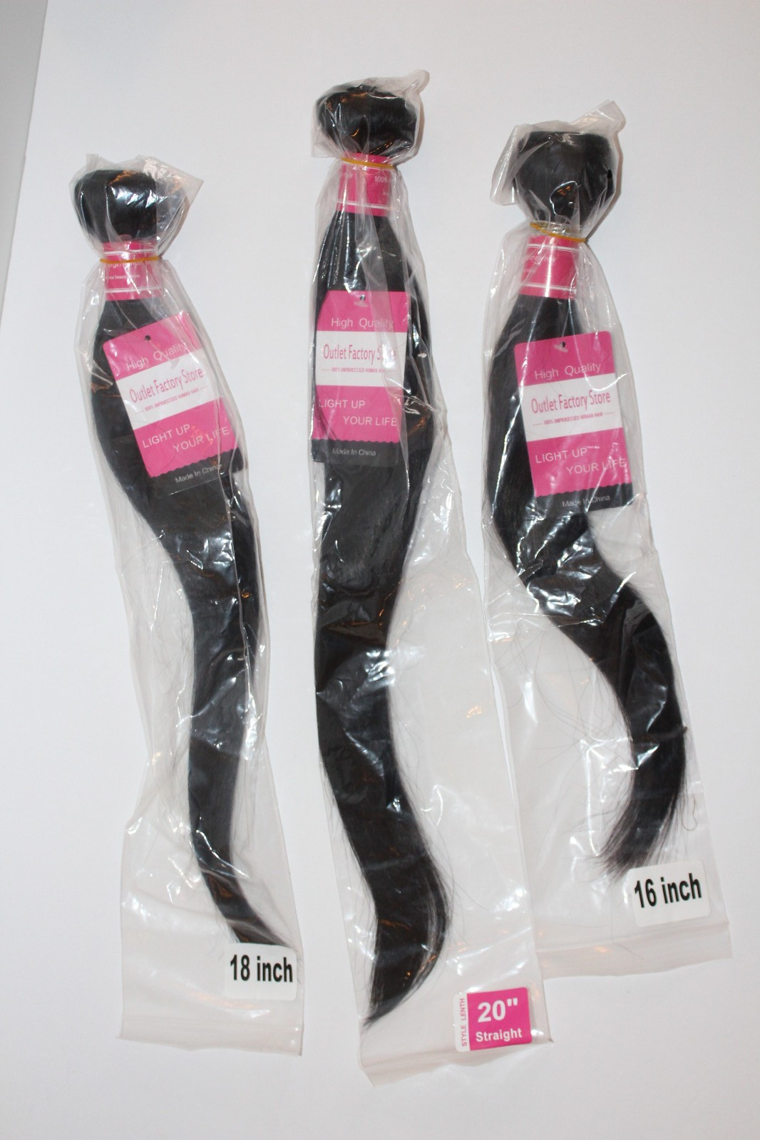 3 Bundles 300g Total Brazilian Virgin Human Hair Weft 16 18 20 Straight